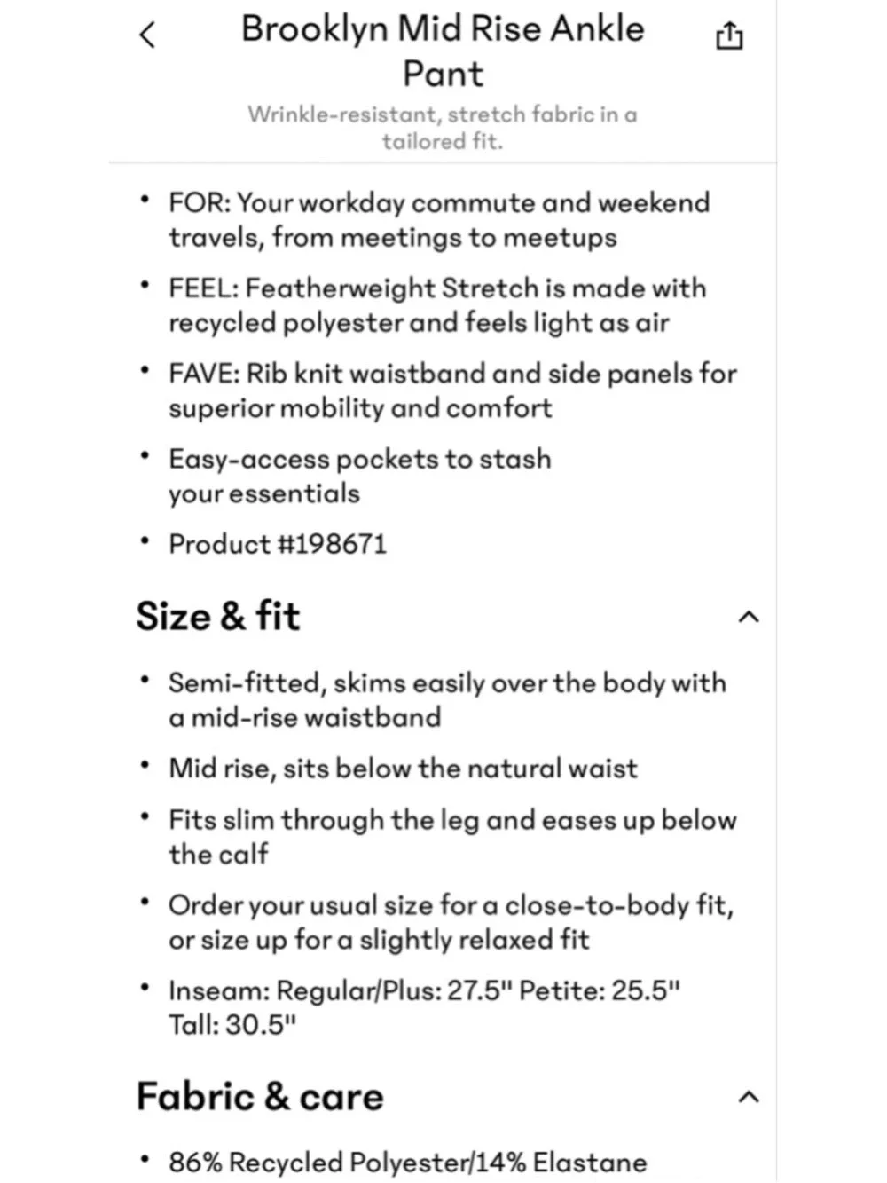 Athleta Navy Ankle-Length Straight-Leg Pants